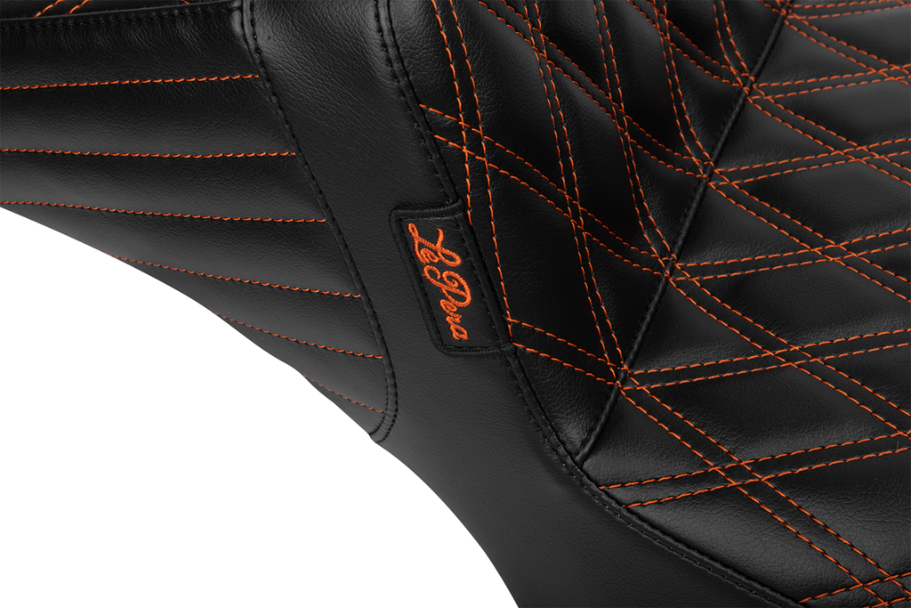 LE PERA Tailwhip Daddy Long Legs Seat for FLH/FLT 2023-2025 - Burnt Orange Double Diamond Stitch, Part LV-587DLDD-OB4