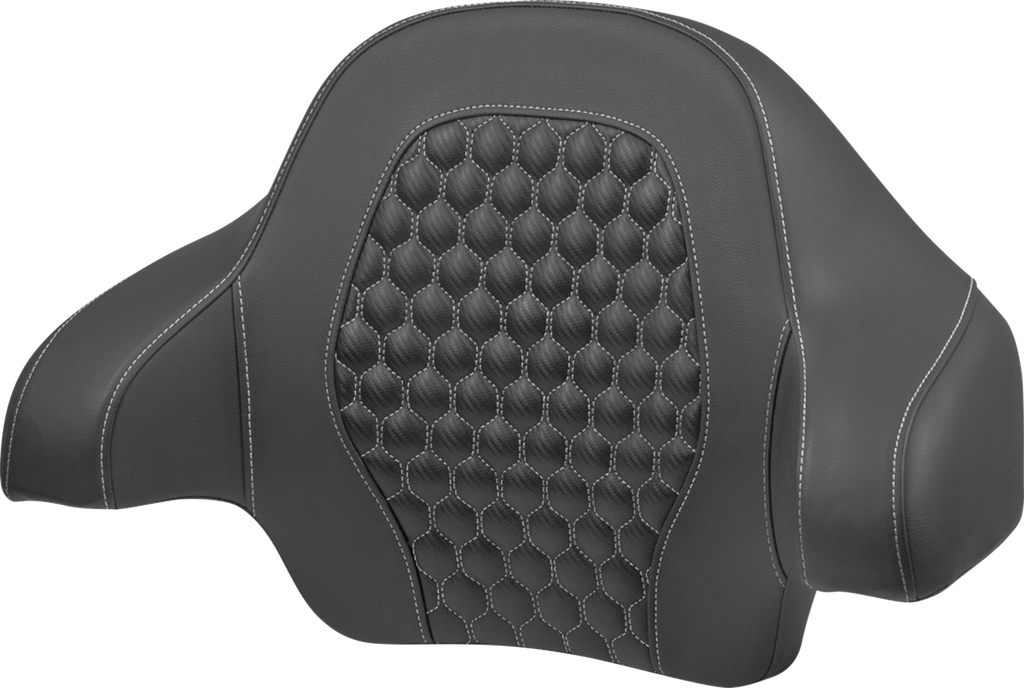 SADDLEMEN Tour Pack Backrest Pad for Harley-Davidson FLH/FLT 2014-2024 with Honeycomb Cover and Silver Stitching - Part 814-07-15105