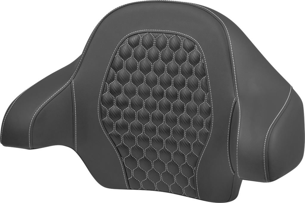 SADDLEMEN Tour Pack Backrest Pad for Harley FLH/FLT 2014-2024, Honeycomb White Stitching - Part 814-07-15106