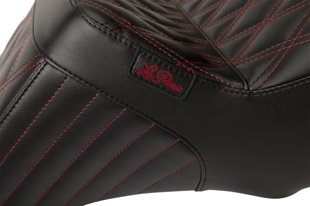 LE PERA Tailwhip Seat for FLH/FLT '23-'25 with Red Double Diamond Stitch, Part LV-587DD-R01