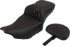 SADDLEMEN Roadsofa* Extended Reach Seat - with Backrest - Honeycomb - Red Stitch - FLTR/FLHX '23-'24 823-07-190B4