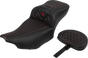 SADDLEMEN Roadsofa* Extended Reach Seat - with Backrest - Honeycomb - Red Stitch - FLTR/FLHX '23-'24 823-07-190B4