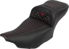 SADDLEMEN Roadsofa* Extended Reach Seat - with Backrest - Honeycomb - Red Stitch - FLTR/FLHX '23-'24 823-07-190B4