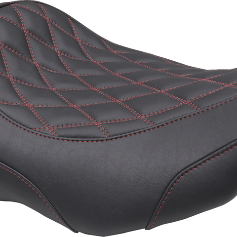 MUSTANG Wide Tripper* Seat - Solo - Dark Brown/Dark Cherry Stitching - FLT/FLH '23-'25 89503DC