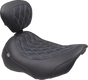 MUSTANG Wide Tripper* Seat - Solo - Dark Brown/Sky Blue Stitching - FLT/FLH '23-'25 89503SB