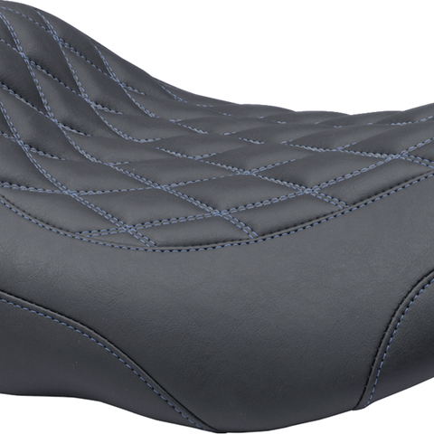 MUSTANG Wide Tripper* Seat - Solo - Sky Blue Stitching - FLT/FLH '23-'25 88503SB