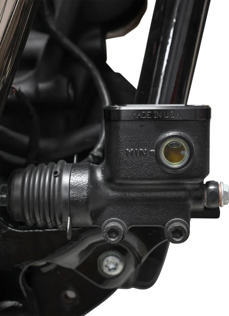 THRASHIN SUPPLY CO. Brake Reservoir Cap - Rear - Black - Twice Cut - '18+ Softail TSC-3177-4