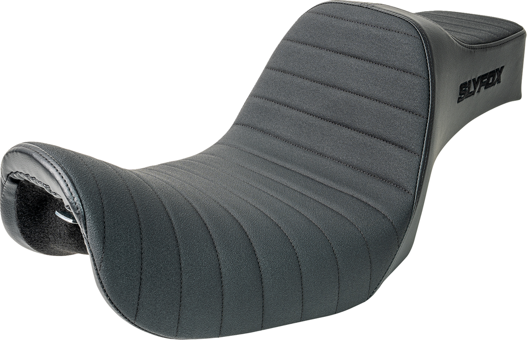 SLYFOX Highnoon Seat - Vinyl - Classic Stitch - Black Logo - Dyna '12-'16 4694A-slyfox