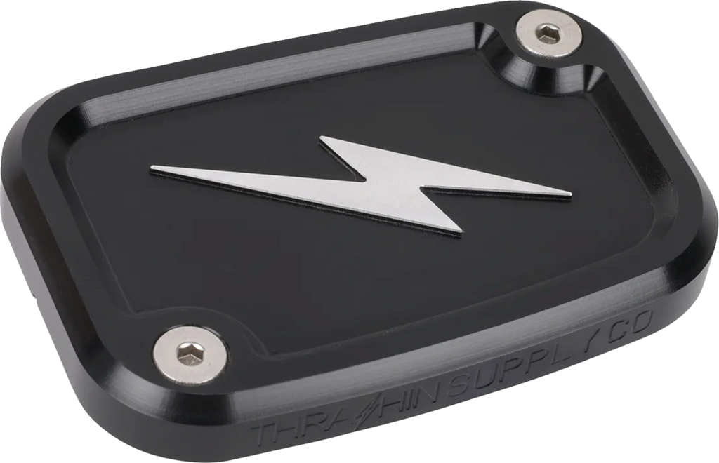 Thrashin Supply Co. Front Brake Master Cylinder Cover - Black/Twice-Cut TSC-3176-4