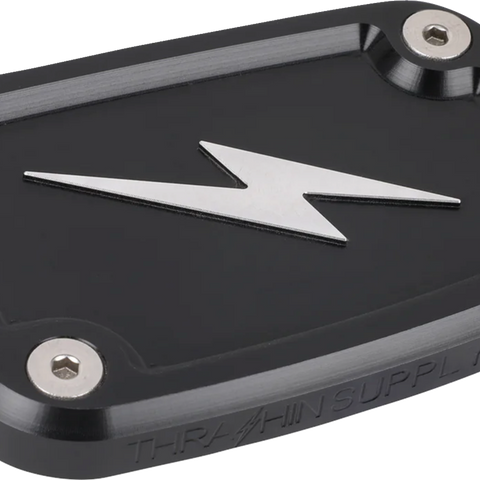 THRASHIN SUPPLY CO. Master Cylinder Cover - Brake - Front - Black/Twice-Cut TSC-3176-4