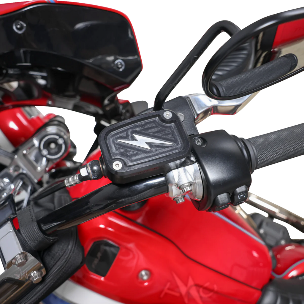 Thrashin Supply Co. Front Brake Master Cylinder Cover - Black/Twice-Cut TSC-3176-4