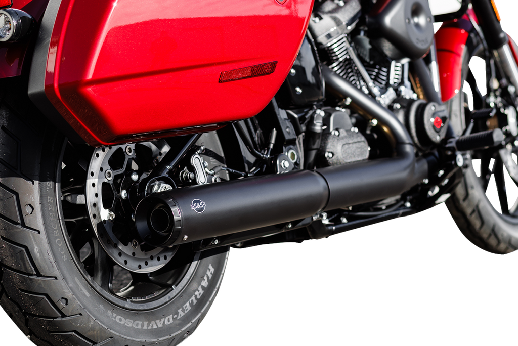 S&S CYCLE Grand National Slip-On Muffler 50 State - 4 inch Black for M8 Softail (Part #550-1159)