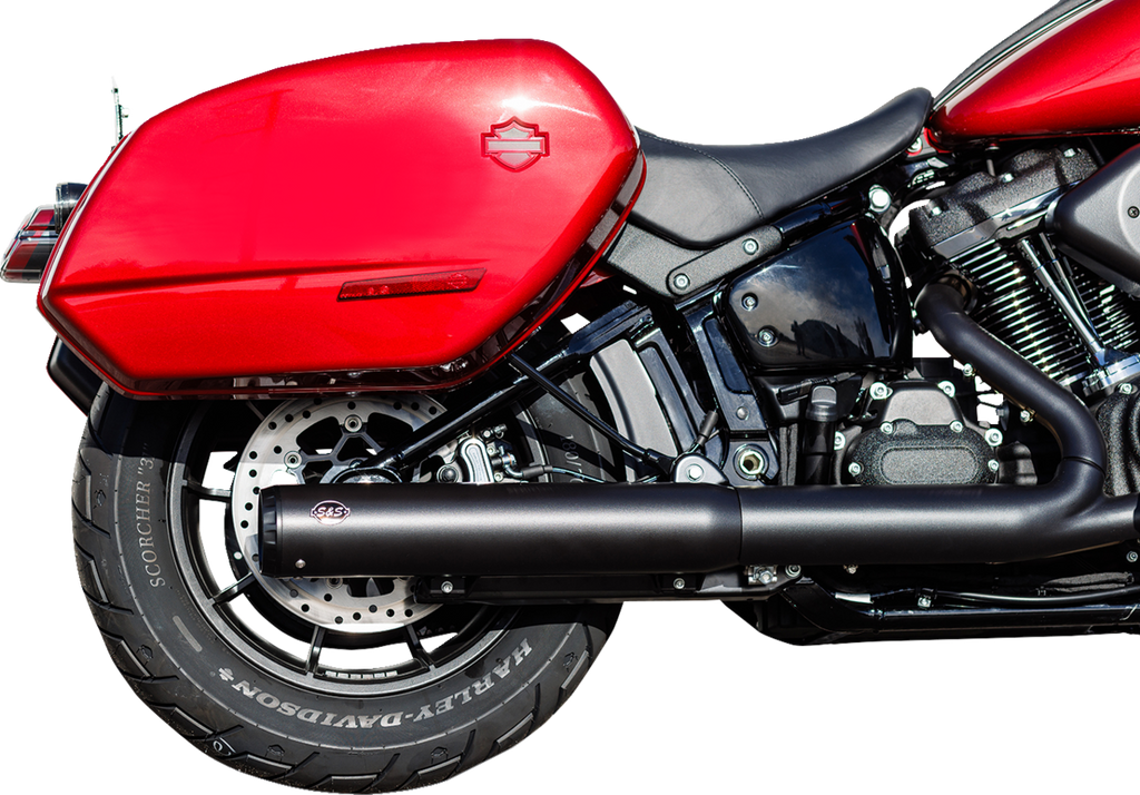 S&S CYCLE Grand National Slip-On Muffler 50 State - 4 inch Black for M8 Softail (Part #550-1159)