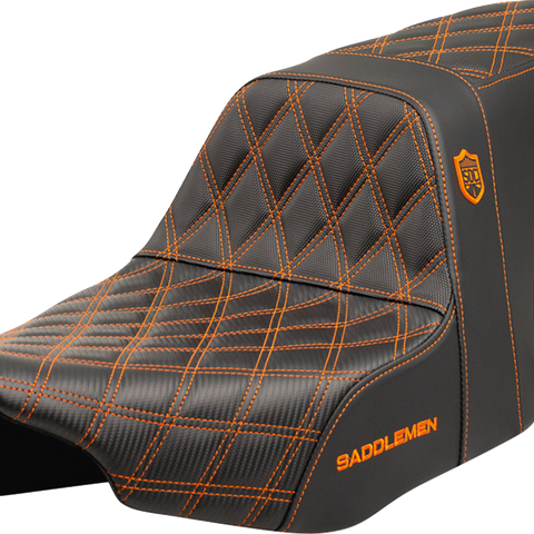 SADDLEMEN Pro Series SDC Performance Seat - Orange Stitching - w/o Backrest - FLT/FLH '23-'24 SC82307D3