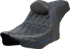 SADDLEMEN Pro Series SDC Performance Seat - Blue Stitching - w/ Backrest - FLT/FLH '23-'25 SC82307DB1