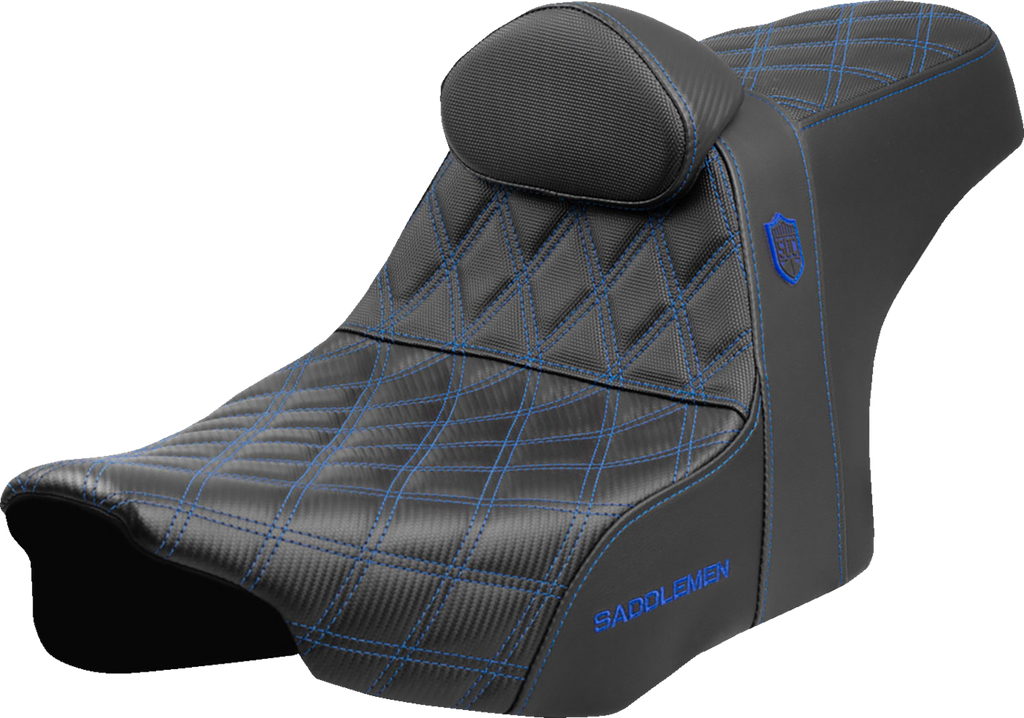SADDLEMEN Pro Series SDC Performance Seat - Blue Stitching - w/ Backrest - FLT/FLH '23-'25 SC82307DB1