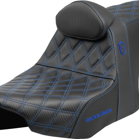 SADDLEMEN Pro Series SDC Performance Seat - Blue Stitching - w/ Backrest - FLT/FLH '23-'25 SC82307DB1