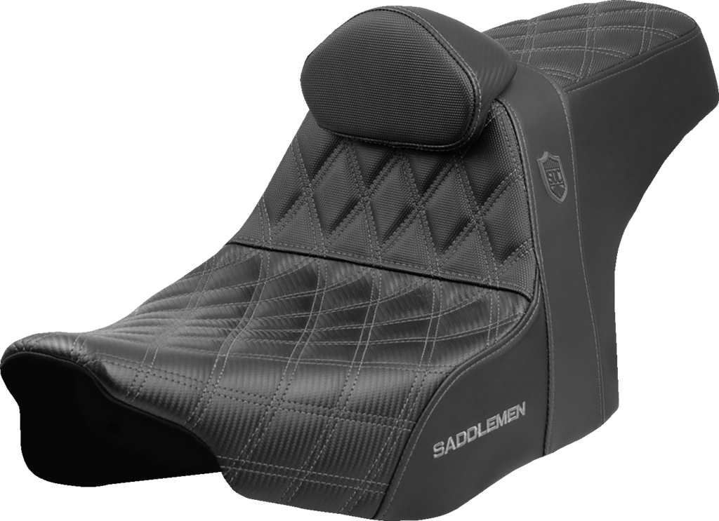 SADDLEMEN Pro Series SDC Performance Seat - Gray Stitching - w/ Backrest - FLT/FLH '23-'25 SC82307DB2