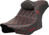 SADDLEMEN Pro Series SDC Performance Seat - Red Stitching - w/ Backrest - FLT/FLH '23-'25 SC82307DB4