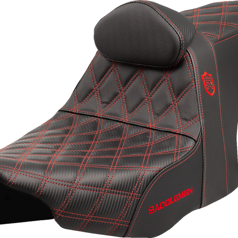 SADDLEMEN Pro Series SDC Performance Seat - Red Stitching - w/ Backrest - FLT/FLH '23-'25 SC82307DB4