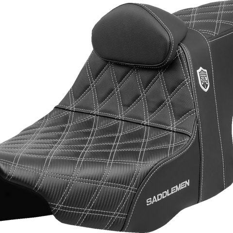SADDLEMEN Pro Series SDC Performance Seat - Silver Stitching - w/ Backrest - FLT/FLH '23-'25 SC82307DB5