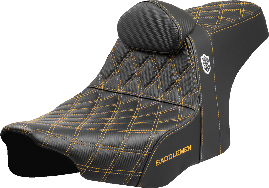 SADDLEMEN Pro Series SDC Performance Seat - Gold Stitching - w/ Backrest - FLT/FLH '23-'25 SC82307DB7