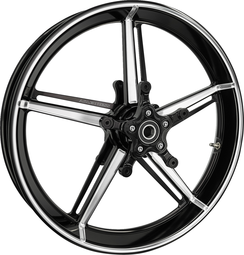 Arlen Ness 91-654 Front Wheel with Hub and Adapter for Factory 24 - 21x3.5 - Black/Contrast Cut