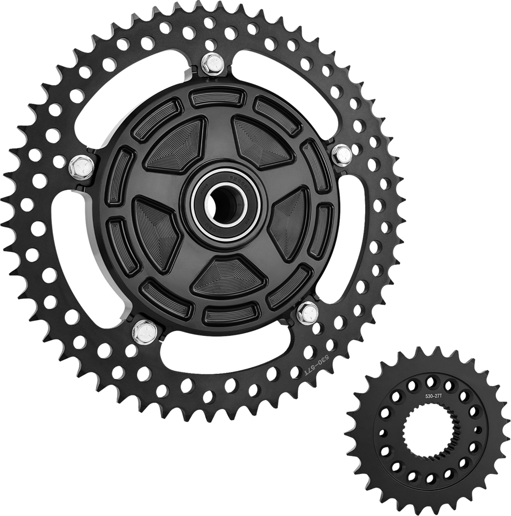 Arlen Ness Chain Drive Kit for FLT/FLH 2009 and Up – 27/57 Tooth Black with CNC Billet Aluminum Cush Drive