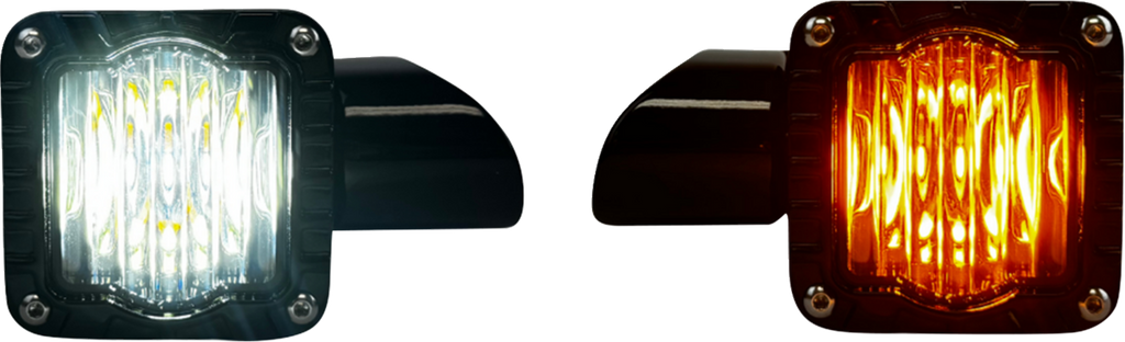 CUSTOM DYNAMICS Shark Demon LED Front Turn Signal with Smoke Lens for Harley-Davidson Road Glide SD-RG-FT-AW