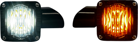 CUSTOM DYNAMICS Shark Demon LED Front Turn Signal with Smoke Lens for Harley-Davidson Road Glide SD-RG-FT-AW