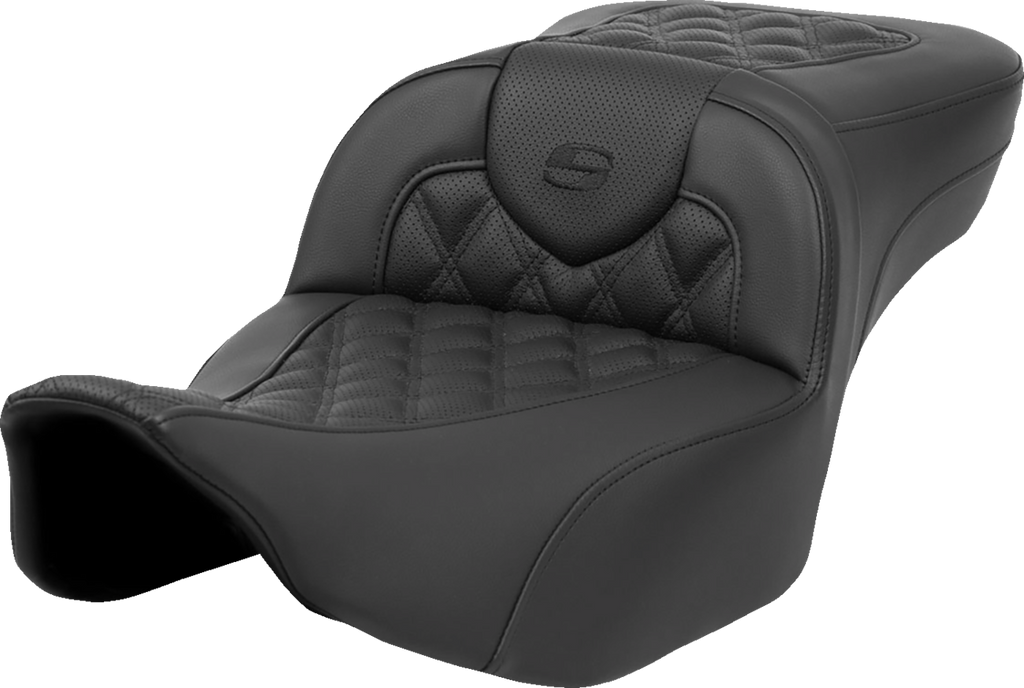SADDLEMEN Heated RoadSofa* Seat - Extended Reach - Lattice Stitch - w/o Backrest - FLT/FLH *23-*24 823-07-184A0