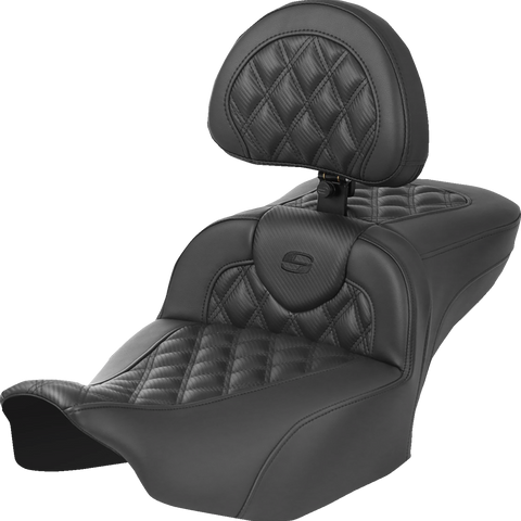 SADDLEMEN Heated RoadSofa™ Seat with Extended Reach and Backrest for FLT/FLH 2023-2024 (Part #823-07-207C0)