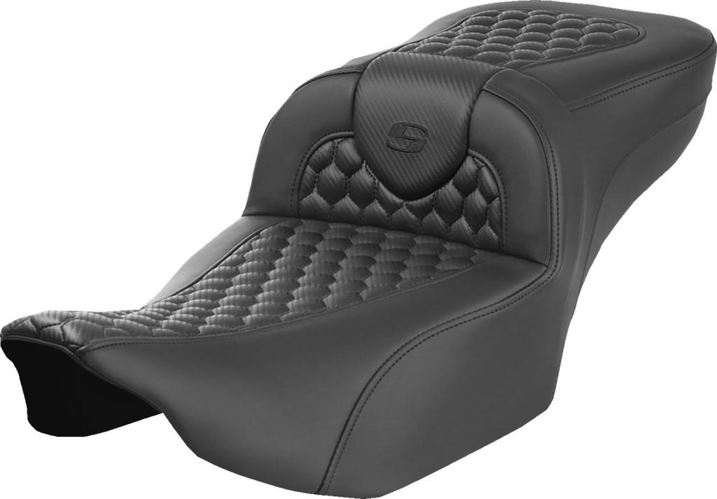 SADDLEMEN Heated RoadSofa* Seat - Extended Reach - Honeycomb Stitch - w/o Backrest - FLT/FLH *23-*24 823-07-190A0