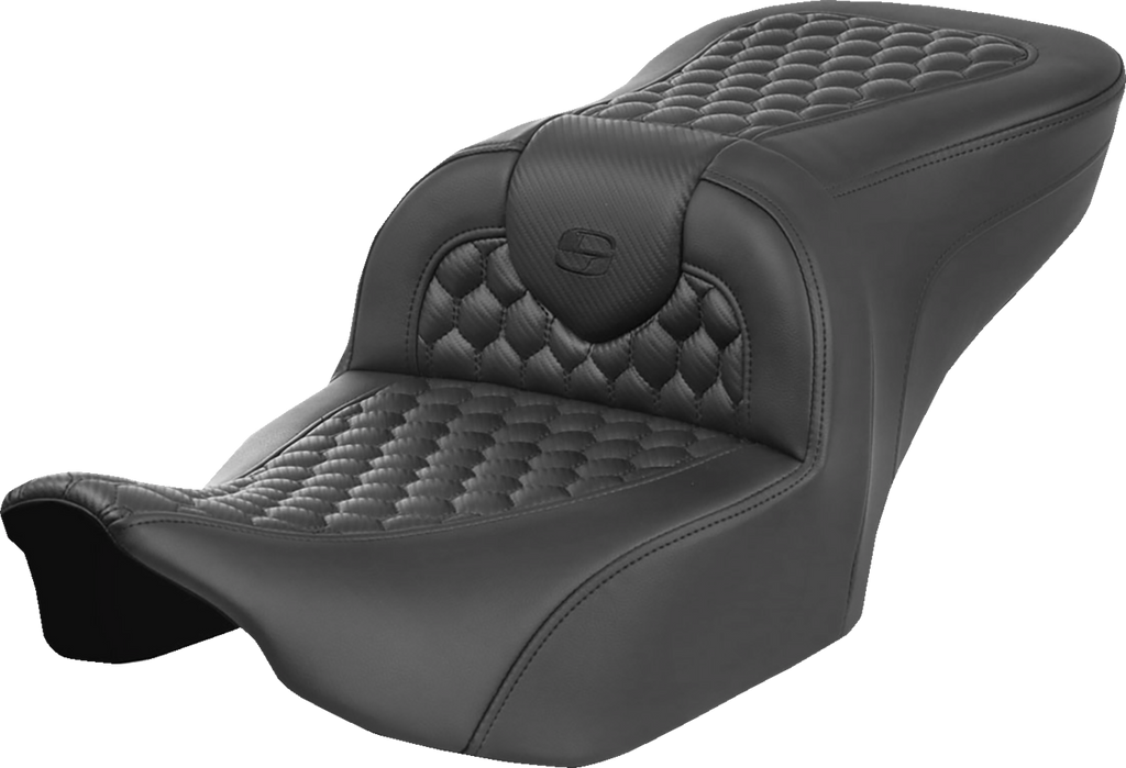 SADDLEMEN Heated RoadSofa* Seat - Honeycomb Stitch - w/o Backrest - FLH/FLT '23-'24 823-07-189A0
