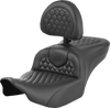 SADDLEMEN Heated RoadSofa™ Seat with Backrest for FLH/FLT 2023-2024 – Honeycomb Stitch, Model 823-07-189C0