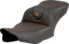 SADDLEMEN Roadsofa™ Seat with Dragon Scale Stitch - Orange Stitch for FLTR/FLHX 2023-2024, Part 823-07-20803
