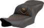 SADDLEMEN Roadsofa™ Seat with Dragon Scale Stitch - Orange Stitch for FLTR/FLHX 2023-2024, Part 823-07-20803