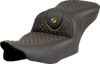 SADDLEMEN Roadsofa* Seat - Dragon Scale Stitch - Gold Stitch - w/o Backrest - FLTR/FLHX '23-'24 823-07-20807