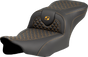 SADDLEMEN Roadsofa* Seat - Dragon Scale Stitch - Gold Stitch - w/o Backrest - FLTR/FLHX '23-'24 823-07-20807