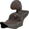 SADDLEMEN Roadsofa* Seat - Dragon Scale Stitch - Orange Stitch - w/ Backrest - FLTR/FLHX '23-'24 823-07-208B3