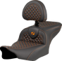 SADDLEMEN Roadsofa* Seat - Dragon Scale Stitch - Orange Stitch - w/ Backrest - FLTR/FLHX '23-'24 823-07-208B3