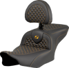 SADDLEMEN Roadsofa™ Seat with Backrest for FLTR/FLHX 2023-2024 – Dragon Scale Stitch, Gold Stitch, Part #823-07-208B7