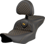 SADDLEMEN Roadsofa™ Seat with Backrest for FLTR/FLHX 2023-2024 – Dragon Scale Stitch, Gold Stitch, Part #823-07-208B7