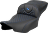 SADDLEMEN Roadsofa* Extended Reach Seat - Dragon Scale Stitch - Blue Stitch-w/o Backrest - FLTR/FLHX '23-'24 823-07-20901