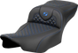 SADDLEMEN Roadsofa* Extended Reach Seat - Dragon Scale Stitch - Blue Stitch-w/o Backrest - FLTR/FLHX '23-'24 823-07-20901