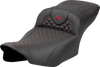 SADDLEMEN Roadsofa* Extended Reach Seat - Dragon Scale Stitch - Red Stitch - w/o Backrest - FLTR/FLHX '23-'24 823-07-20904