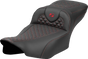 SADDLEMEN Roadsofa* Extended Reach Seat - Dragon Scale Stitch - Red Stitch - w/o Backrest - FLTR/FLHX '23-'24 823-07-20904
