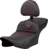 SADDLEMEN Roadsofa™ Extended Reach Seat with Backrest for FLTR/FLHX 2023-2024 – Dragon Scale Stitch in Red