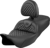 SADDLEMEN Roadsofa* Seat - Dragon Scale Stitch - Black Stitch - w/ Backrest - FLH/FLT '08-'24 808-07B-208B0