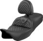 SADDLEMEN Roadsofa* Seat - Dragon Scale Stitch - Black Stitch - w/ Backrest - FLH/FLT '08-'24 808-07B-208B0